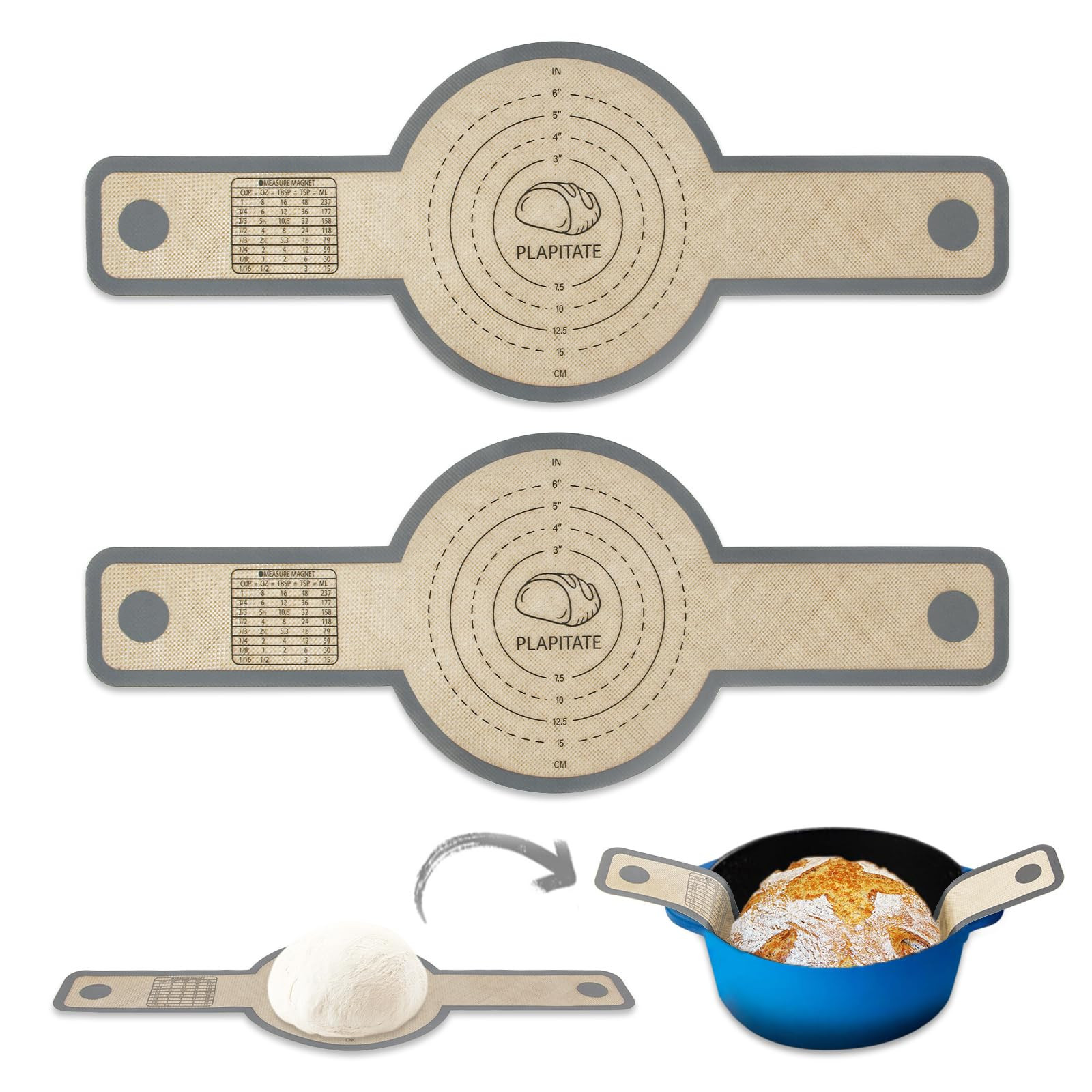Silicone Bread Sling for Dutch Oven Liners, Non Stick 2 PCS, Easy Clean Reusable Silicone Bread B... | Amazon (US)