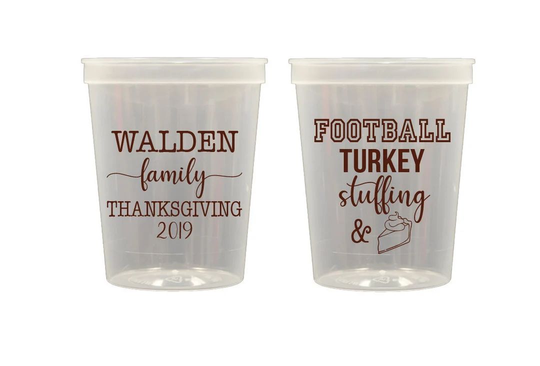 Thanksgiving Cups, Personalized Thanksgiving Cups, Football Turkey Stuffing and Pie, Friendsgivin... | Etsy (US)