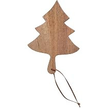 Creative Co-Op Mango Wood Christmas Tree Cheese Leather Tie Cutting Boards, Natural | Amazon (US)