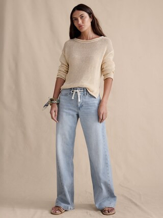 Mid-Rise Wide-Leg Drawstring Jean | Banana Republic (US)