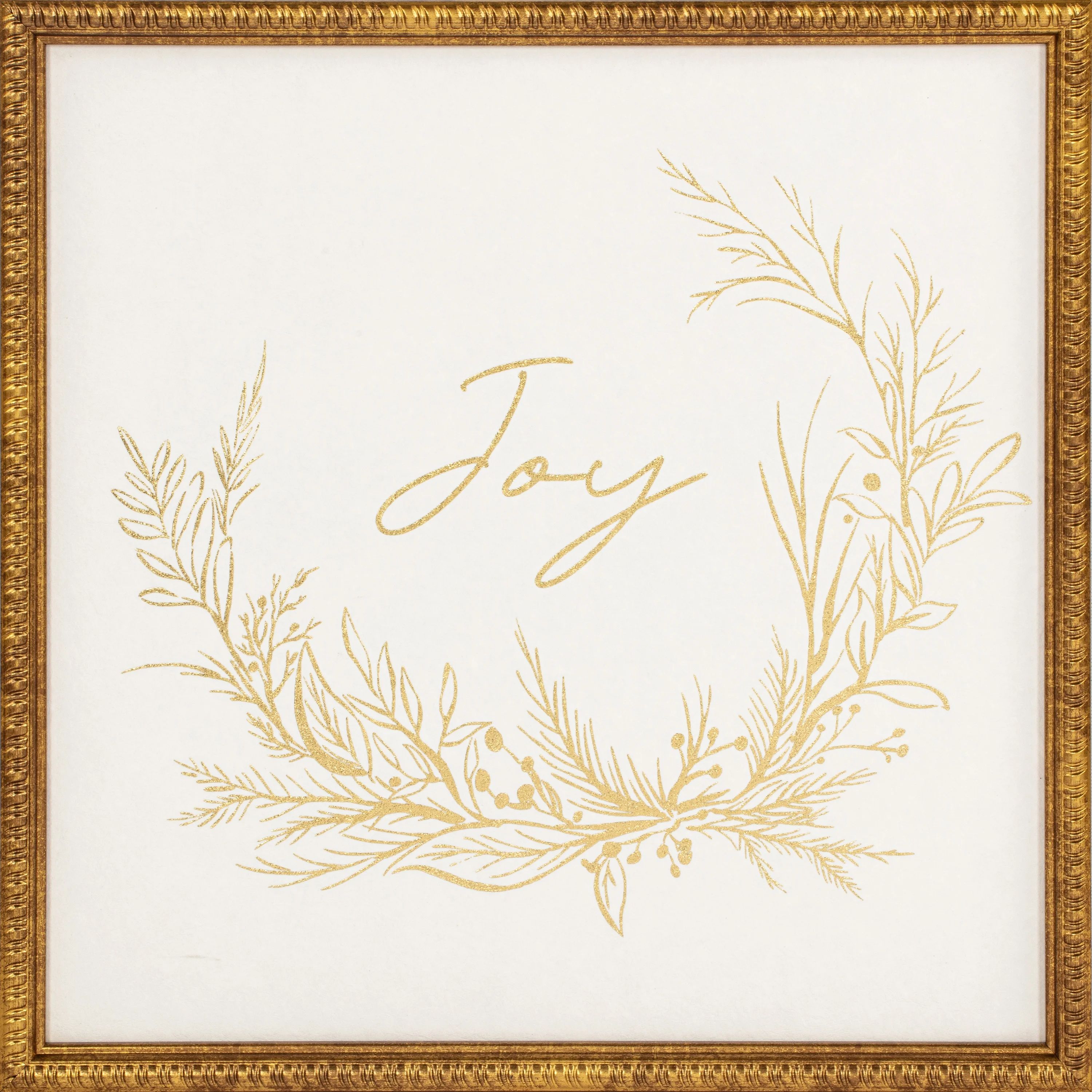 Joy Botanical Framed Matte Foil Emb Antique Paper Print | Walmart (US)