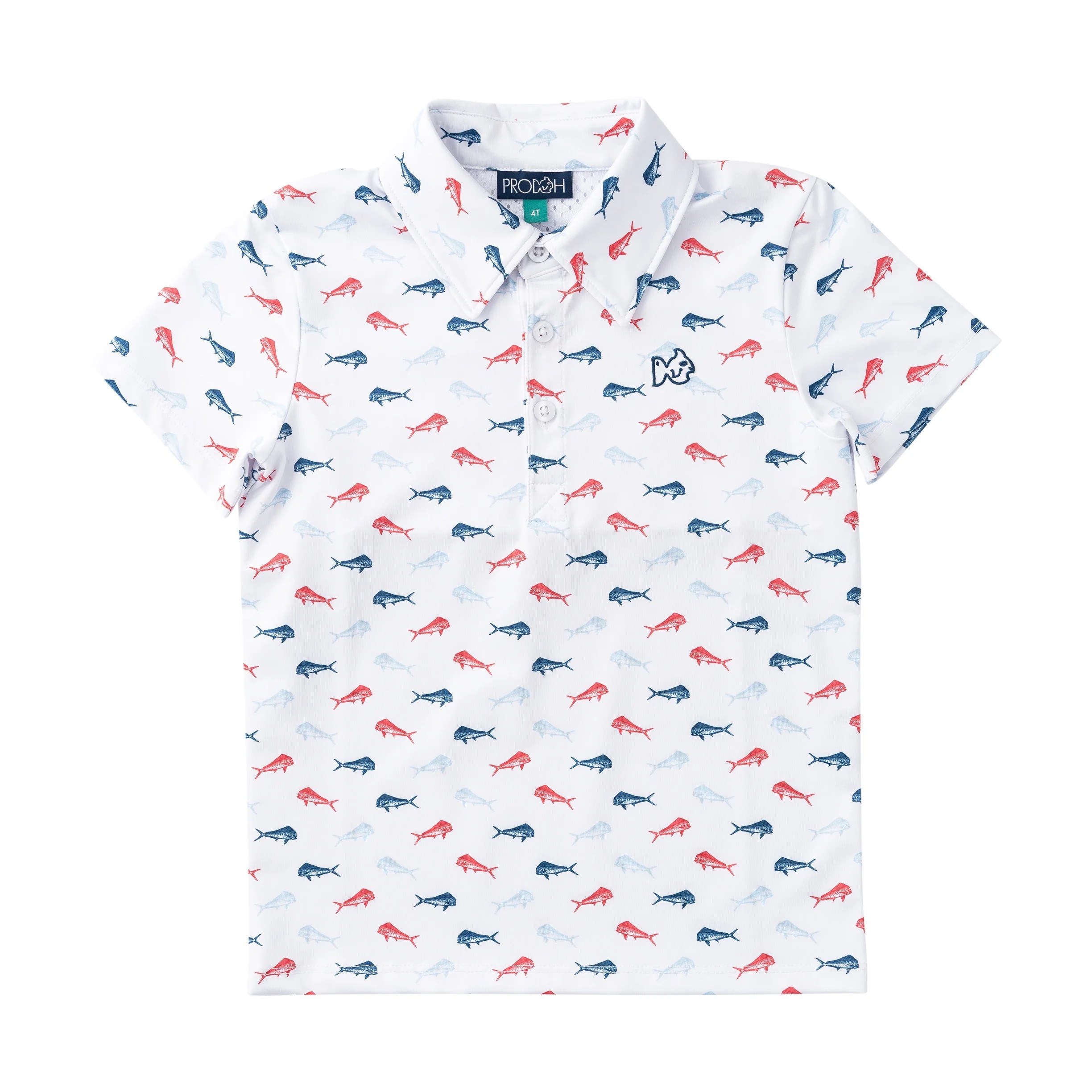 Boys' Short Sleeve Pro Performance Polo - Americana Fish Print | PRODOH