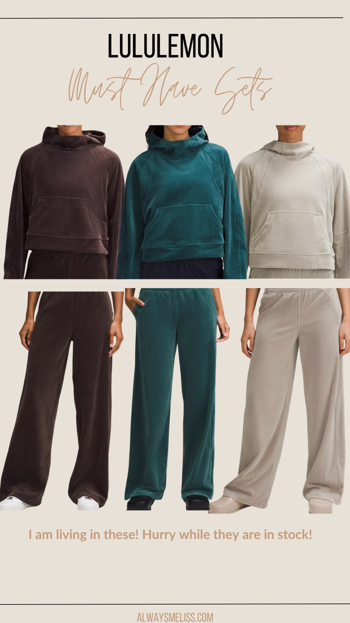 These lululemon outfits are so cute and cozy. I have been living in it this season. Grab them while all colors are in stock!

Lululemon Set
Women Outfit Inspo
Lululemon sweatshirt 

#LTKHoliday #LTKstyletip #LTKGiftGuide