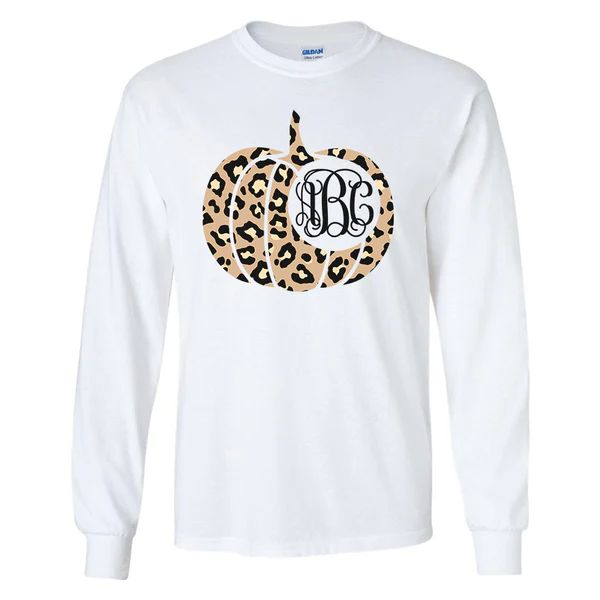 Monogrammed 'Leopard Pumpkin' Long Sleeve T-Shirt | United Monograms