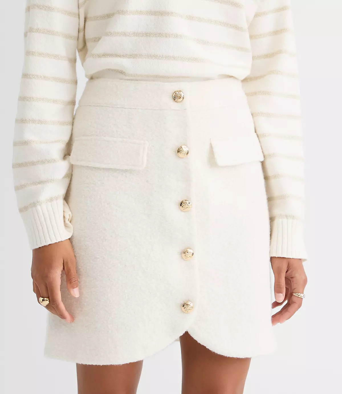 Boucle Button Mini Skirt | LOFT