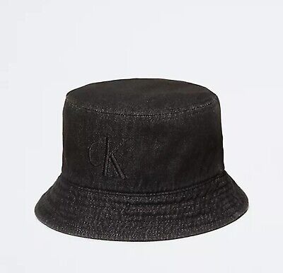 Calvin Klein Men's Black Wash Denim Embroidered CK Logo Bucket Hat One Size | eBay CA