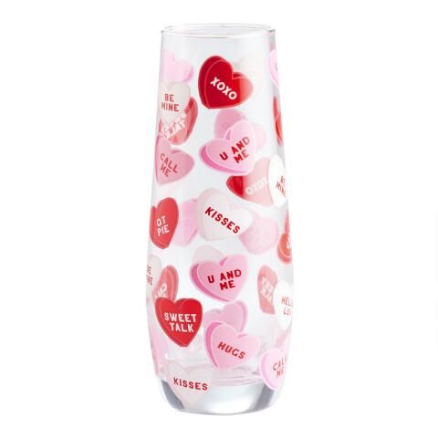 Red and Pink Candy Heart Stemless Champagne Flute | World Market