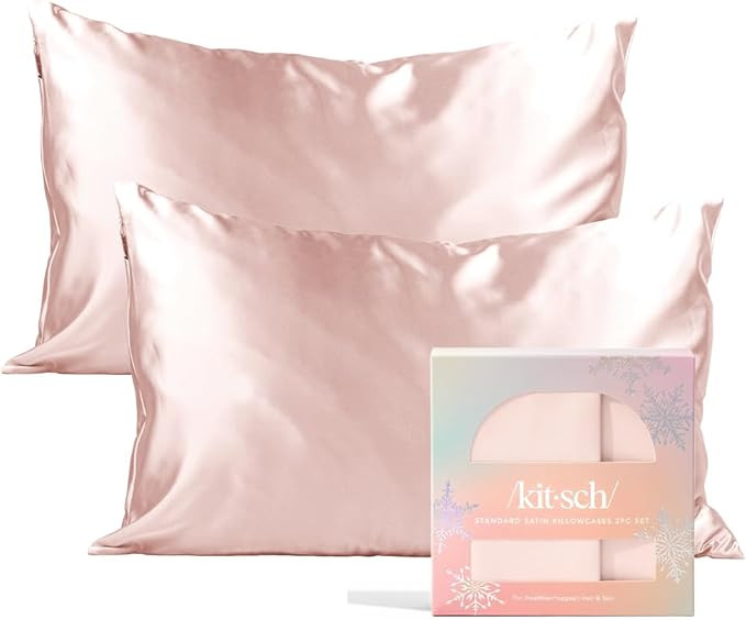 Kitsch Holiday Satin Pillowcase with Zipper for Hair and Skin, Softer Than Silk Pillow Cases, 2 P... | Amazon (US)