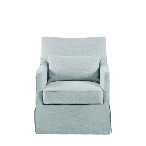 Martha Stewart London Skirted 360 degree Swivel Chair - Light Blue | Bed Bath & Beyond