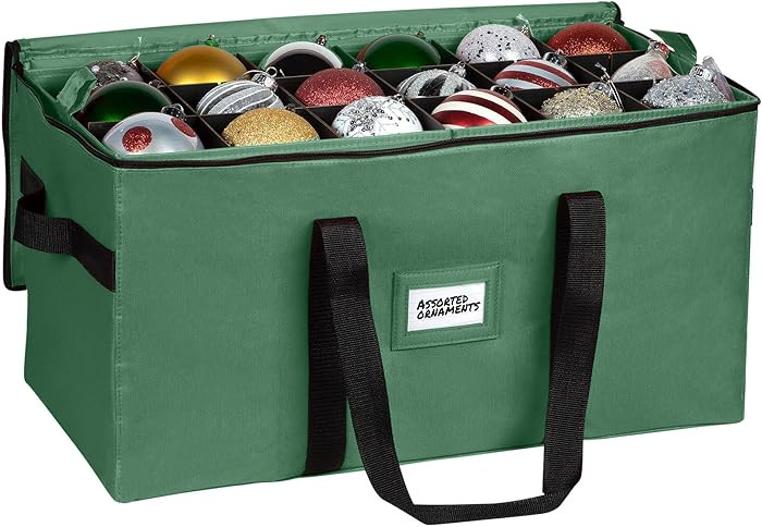 Christmas Ornament Storage Container,Box Stores Up to 54-4", Adjustable Dividers, Large Organizer... | Amazon (US)