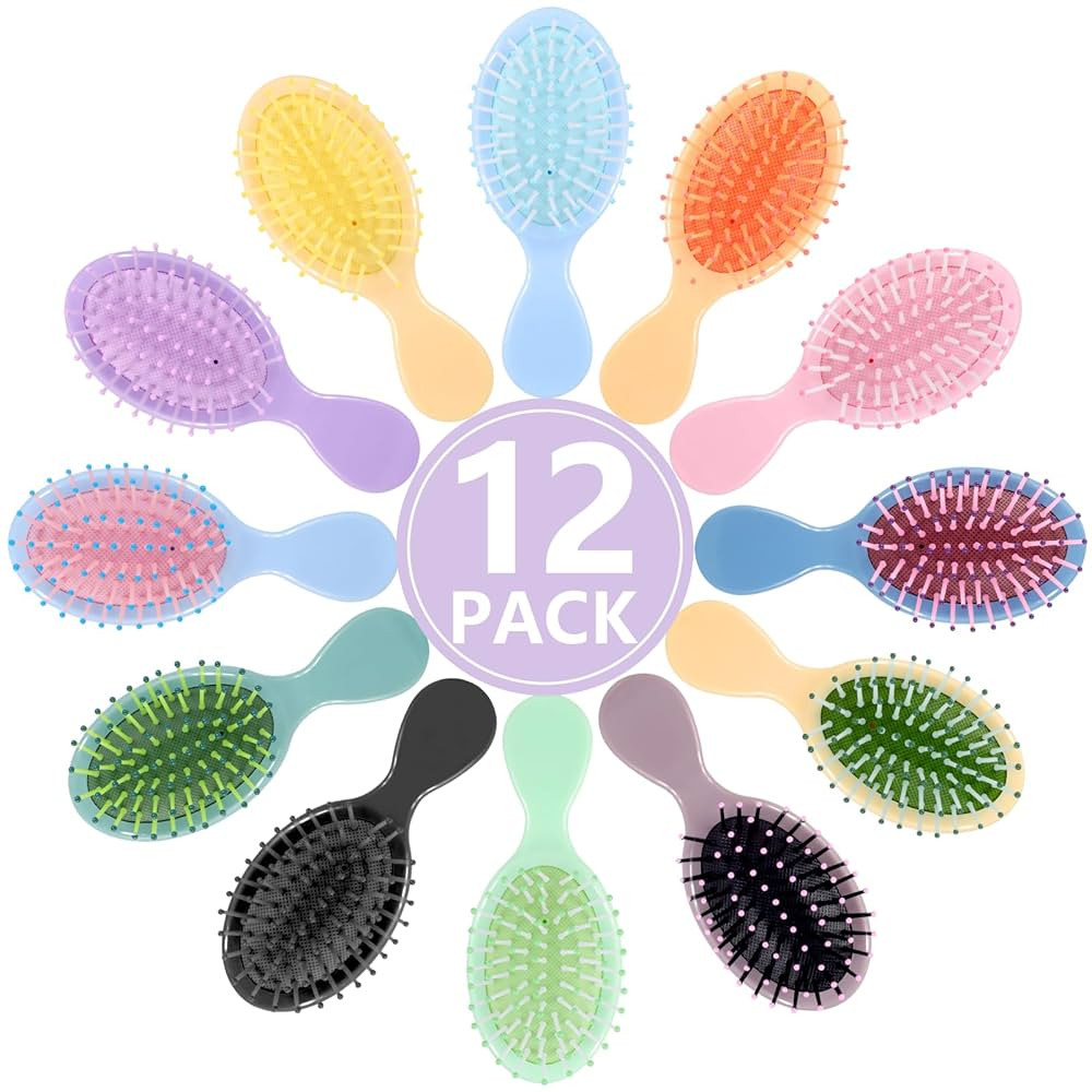 12 Pack Mini Detangling Brushes - 12 Colors for Wet & Dry Hair, Compact Travel Hairbrush for Teen... | Amazon (US)