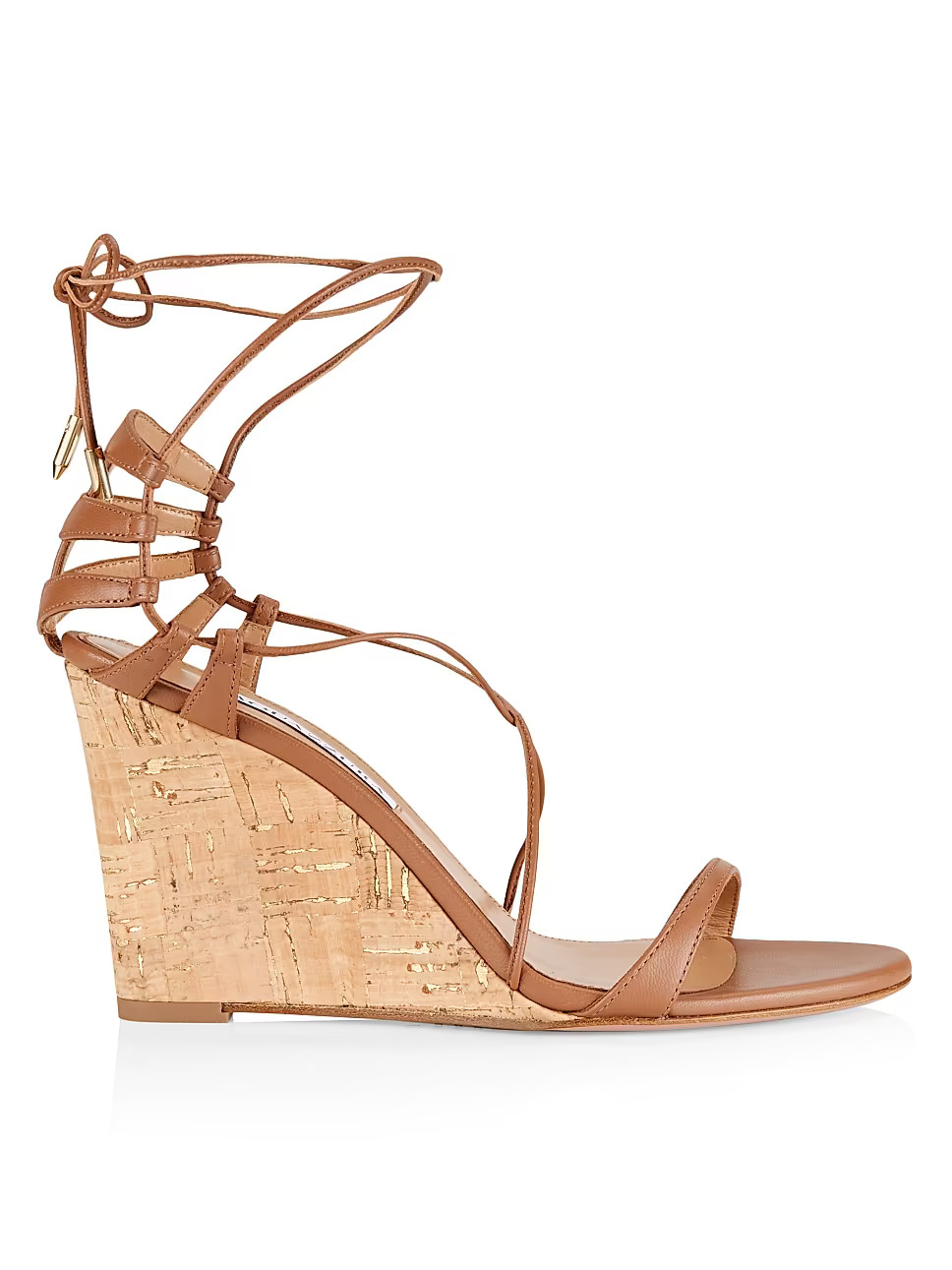Bellissima 100MM Leather Lace-Up Wedge Sandals | Saks Fifth Avenue
