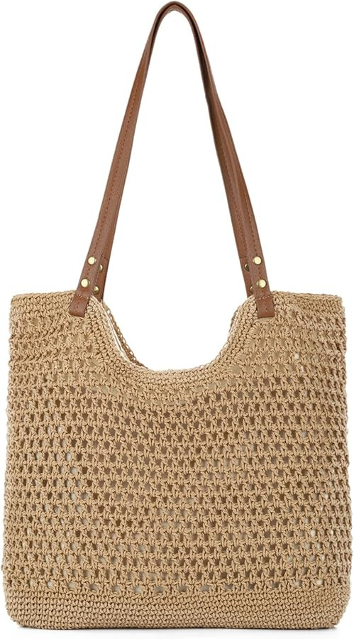 Crochet Beach Bag for Women, Crochet Summer Hobo Purse Bag, Knitted Vacation Travel Boho Shoulder... | Amazon (US)