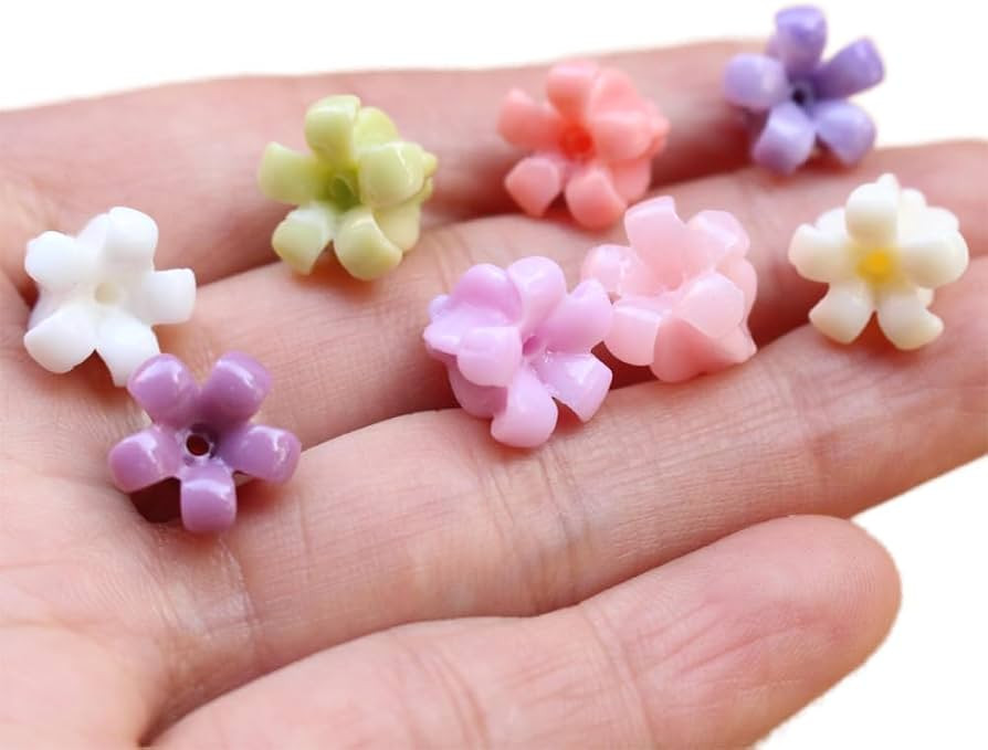 100Pcs 12mm Crown Flower Mix Color Artificial Coral Flower Beads Cabochon Carved Loose Bead for J... | Amazon (US)