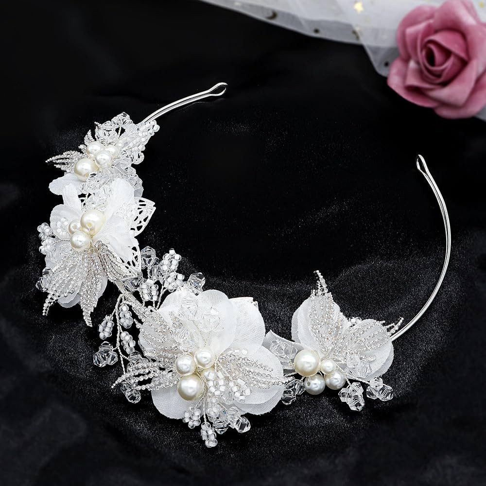 Oriamour White Flower Girl Headpiece for Wedding Flower Girl Headband Communion headpiece for gir... | Amazon (US)