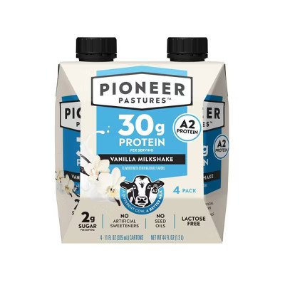 Pioneer Pastures High Protein Nutritional Milkshake - Vanilla - 44 fl oz/4pk | Target