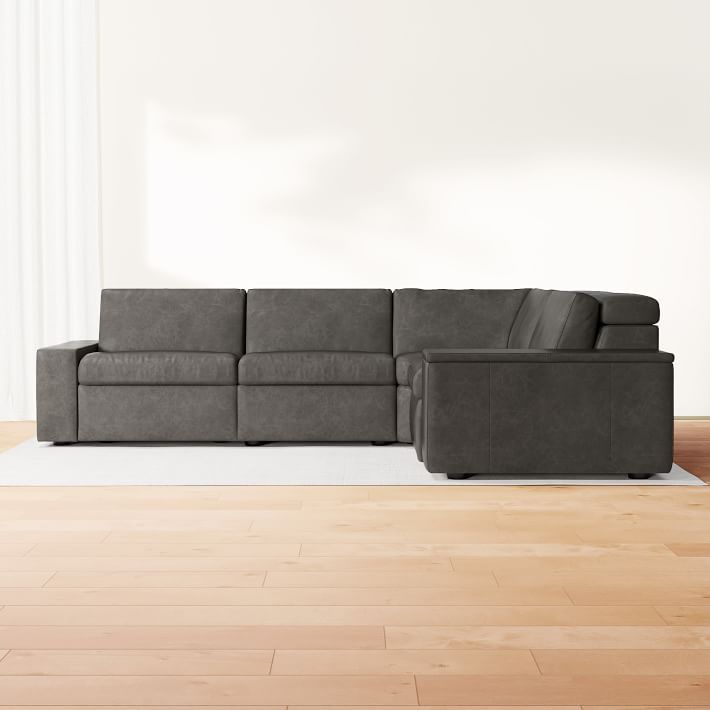 Enzo Leather 5-Piece L-Shaped Reclining Sectional (114") | West Elm (US)