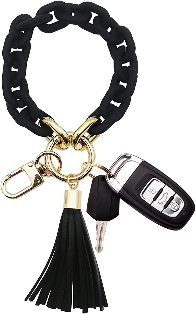 Pemilosci Keychain Wristlet Stylish Acrylic Keychain Bracelet for Women Car Keys with Tassel Bag ... | Amazon (US)