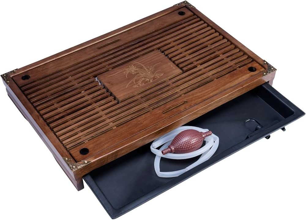 RORA Bamboo Tea Tray Chinese Gongfu Tea Serving Tray with Drawer Type Water Storage Drainage Kung... | Amazon (US)