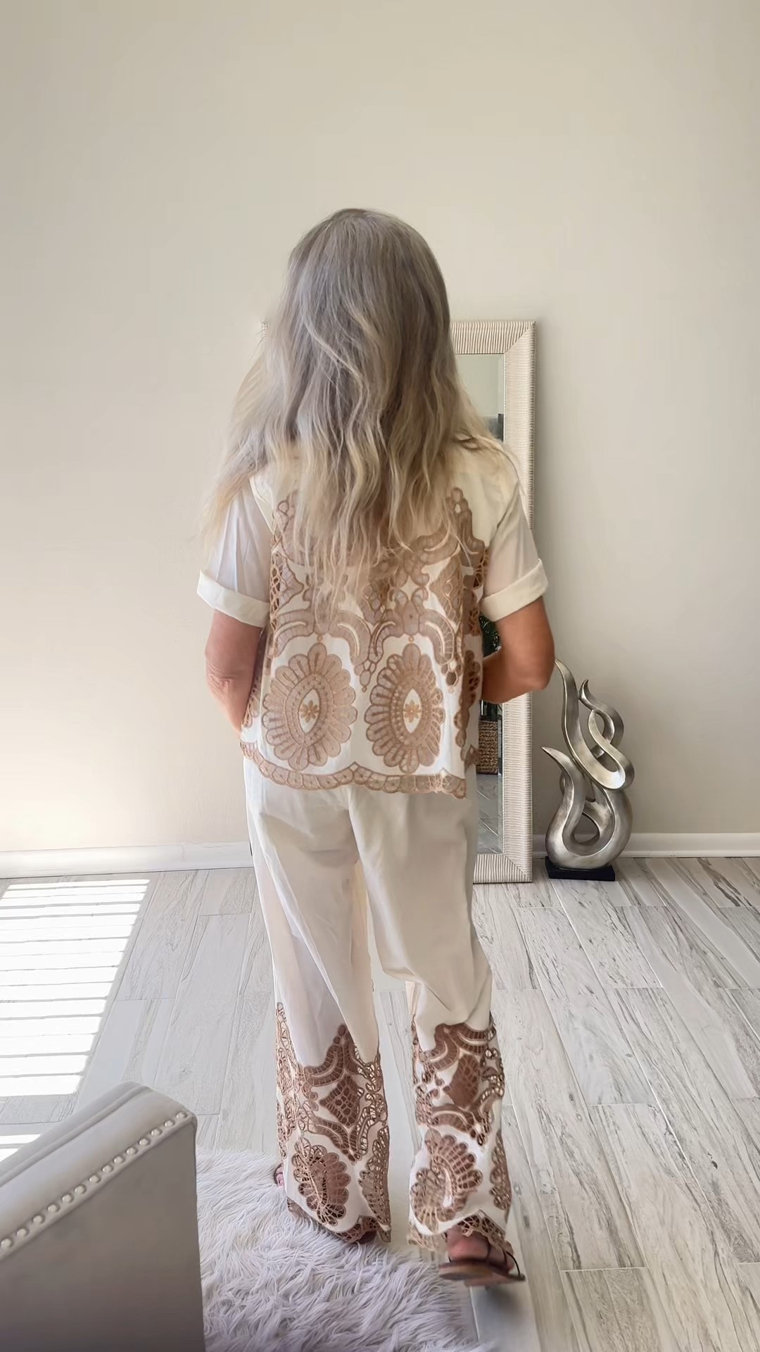 Boutique European inspired eyelet top & matching eyelet pant. Neutral cream & tan trim wide legs, elastic waist - comfy and chic. Perfect for mixing & matching, travel outfit, vacation outfits. Woven braid sandals with block heels and crossbody bag #amazonfavorites #whbm Affordable fashion finds

#LTKTravel #LTKFindsUnder50 #LTKStyleTip