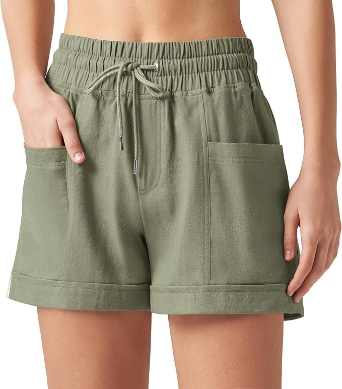 Willit Women's Linen Shorts Casual Summer Shorts High Waisted Comfy Pull On Shorts with Pockets 4... | Amazon (US)