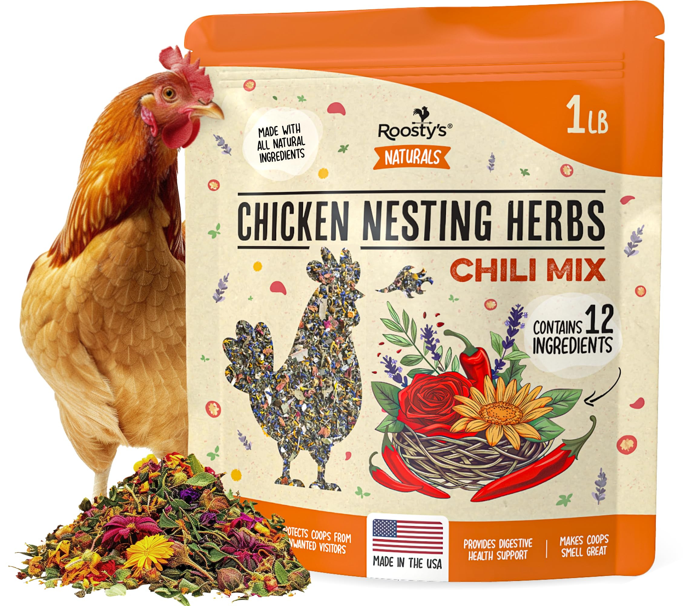 Roosty's Naturals Chicken Nesting Herbs - Chili Mix | 1LB Premium Nesting Herbs for Coop | Made i... | Amazon (US)