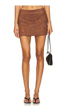 superdown Patsie Faux Suede Mini Skirt in Brown from Revolve.com | Revolve Clothing (Global)