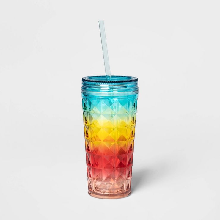 19oz Plastic Ombre Tumbler with Straw - Sun Squad™ | Target