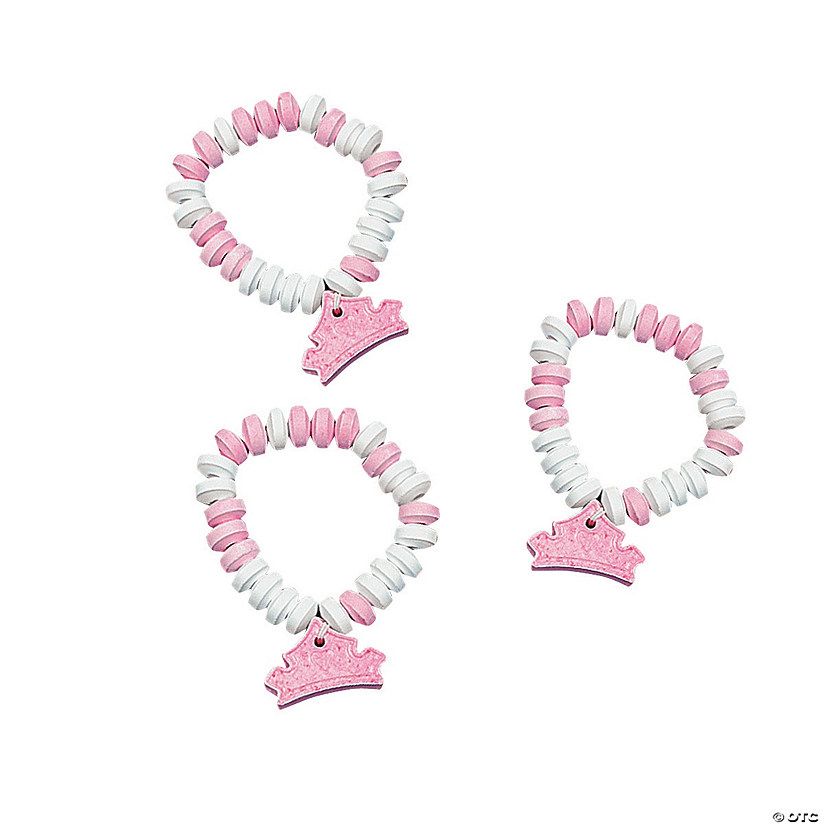 Stretchable Hard Candy Bracelets with Princess Charm - 12 Pc. | Oriental Trading Company