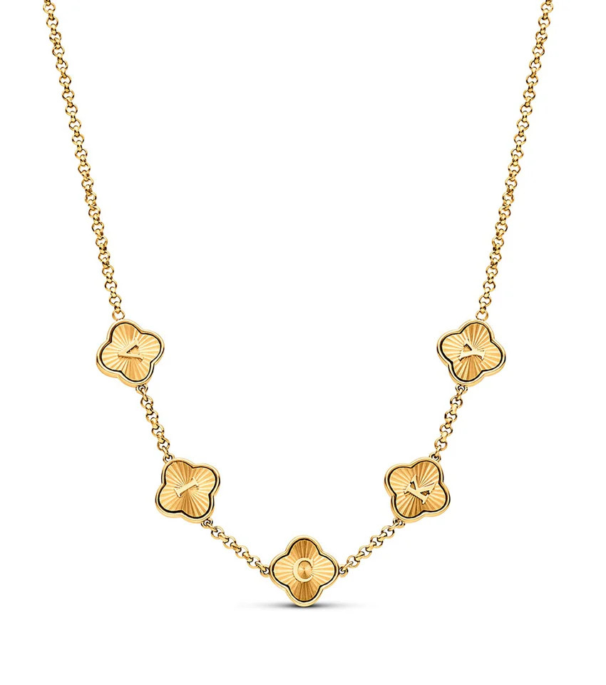 Textured Clover Custom Name Necklace (Gold) | Abbott Lyon