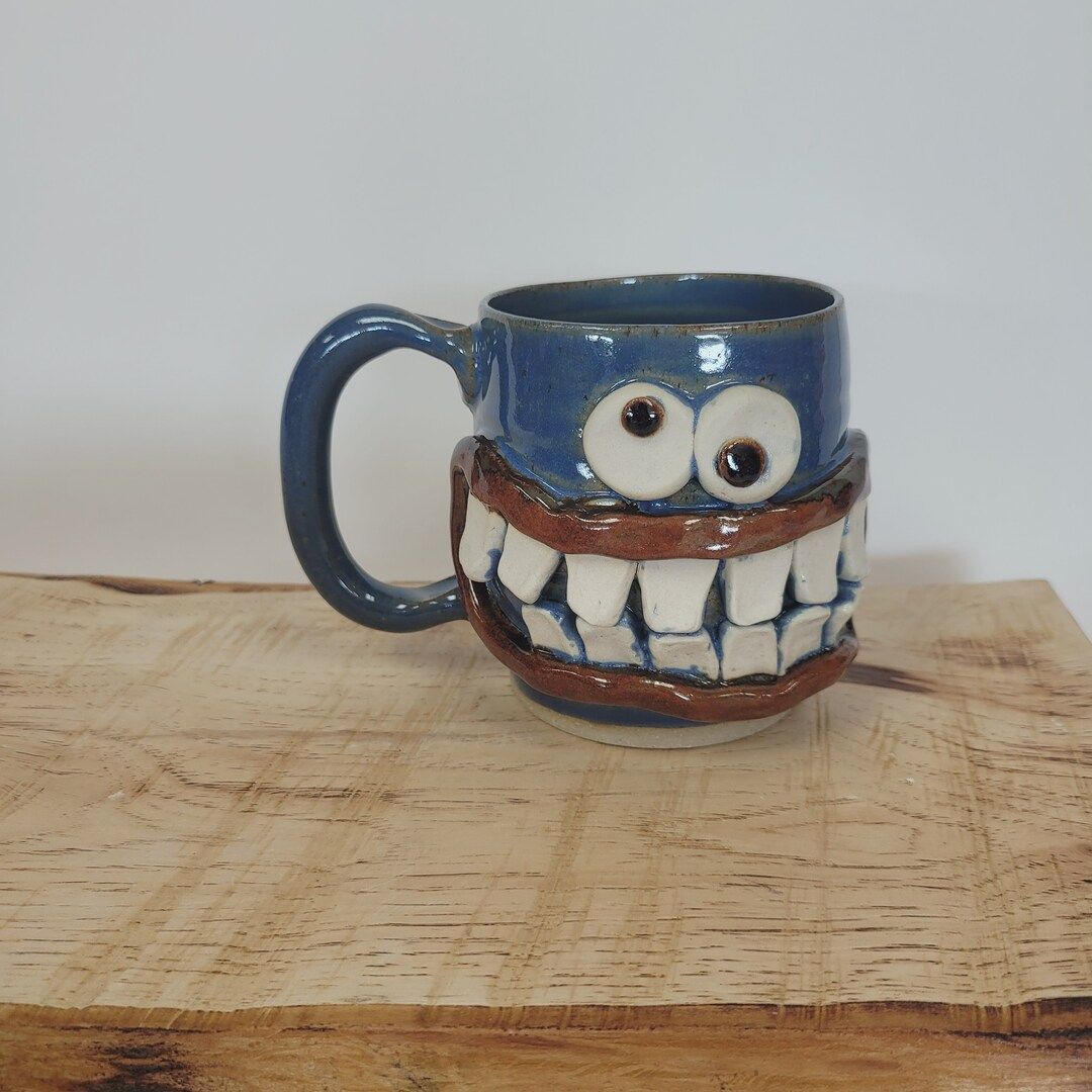 Huge Smiley Face Mug. CHET the UG CHUG Mug. Big Grin Blue Coffee Cups and Mugs. Nelson Studio Han... | Etsy (US)