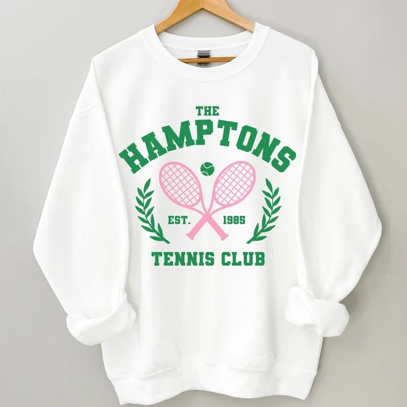 Pink Tennis Club Sweatshirt Hamptons Sweatshirt Pink and Green | Etsy Canada | Etsy (CAD)