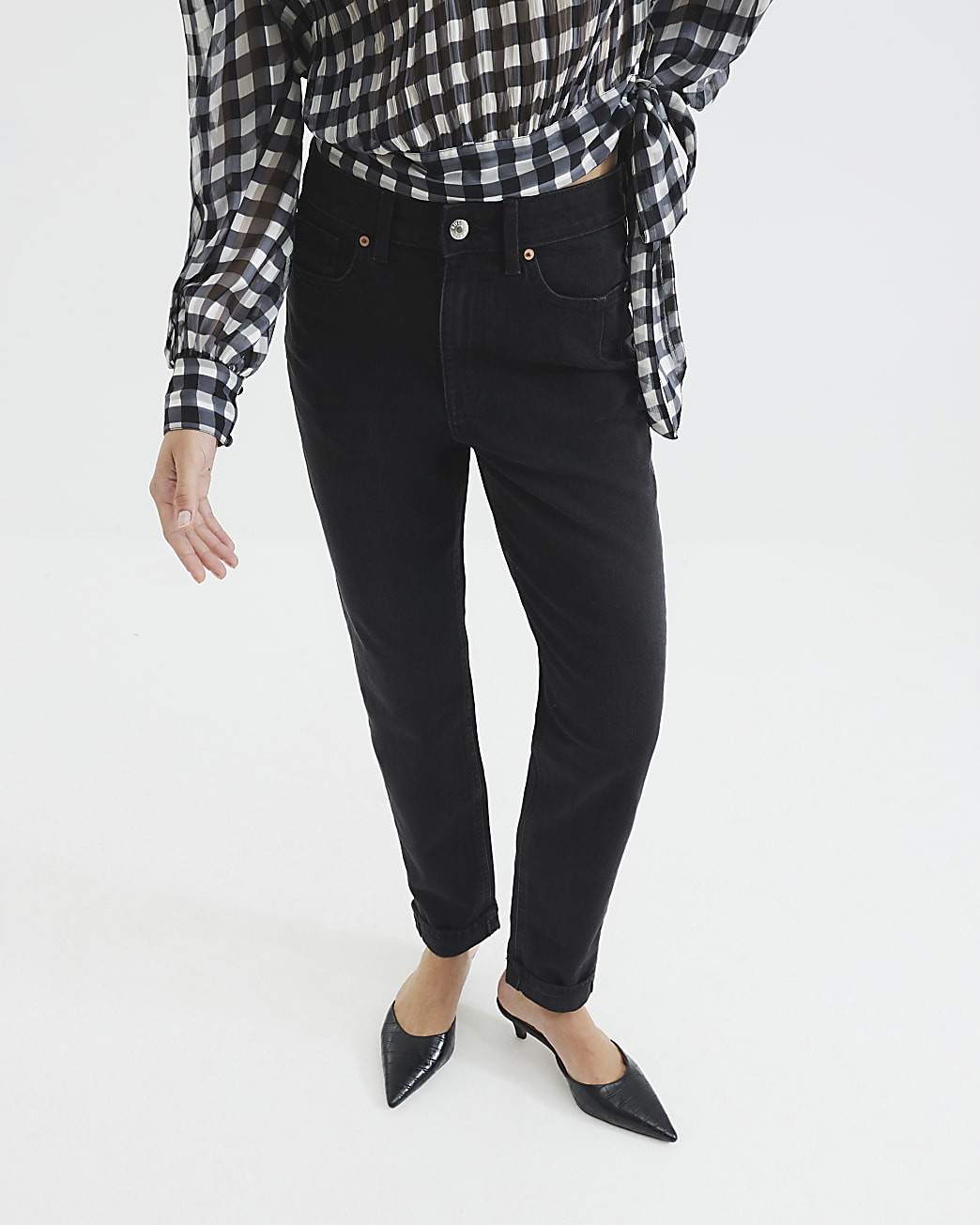 Black Denim Mom Sculpt Jeans | River Island UK & IE