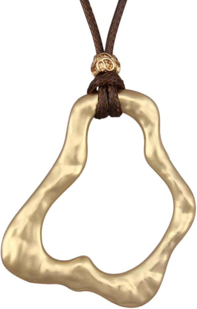 Jeilwiy Chunky Necklaces for Women Leather Cord Necklace with Pendant Boho Long Sweater Necklace ... | Amazon (US)