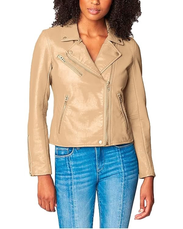 [BLANKNYC] Womens Luxury Clothing Semi Fitted Vegan Leather Motorcycle Jacket | Amazon (US)