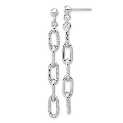 Sterling Silver Polish & Textured Chain Drop & Dangle Earrings 2.53gm L-49.5 mm | eBay US