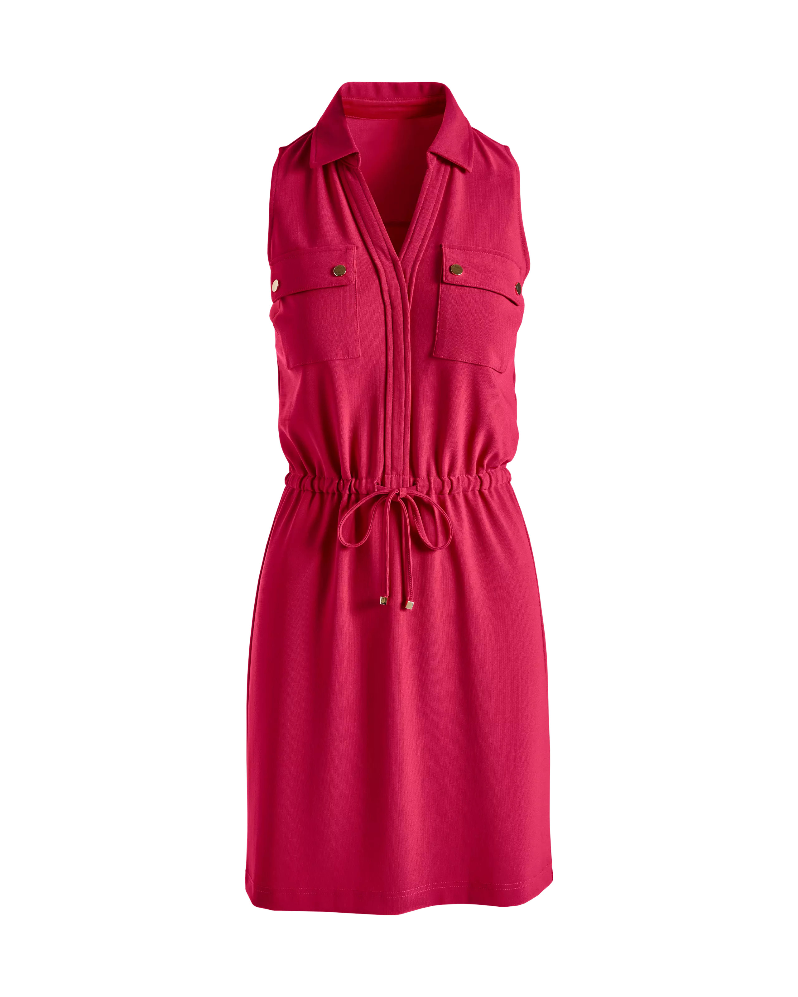 Beyond Travel Chic Drawstring Utility Dress Cerise | Boston Proper