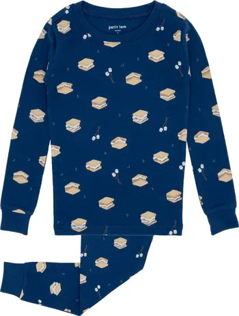 Petit Lem Kids' Smores Fitted Organic Cotton Two-Piece Pajamas | Nordstrom | Nordstrom