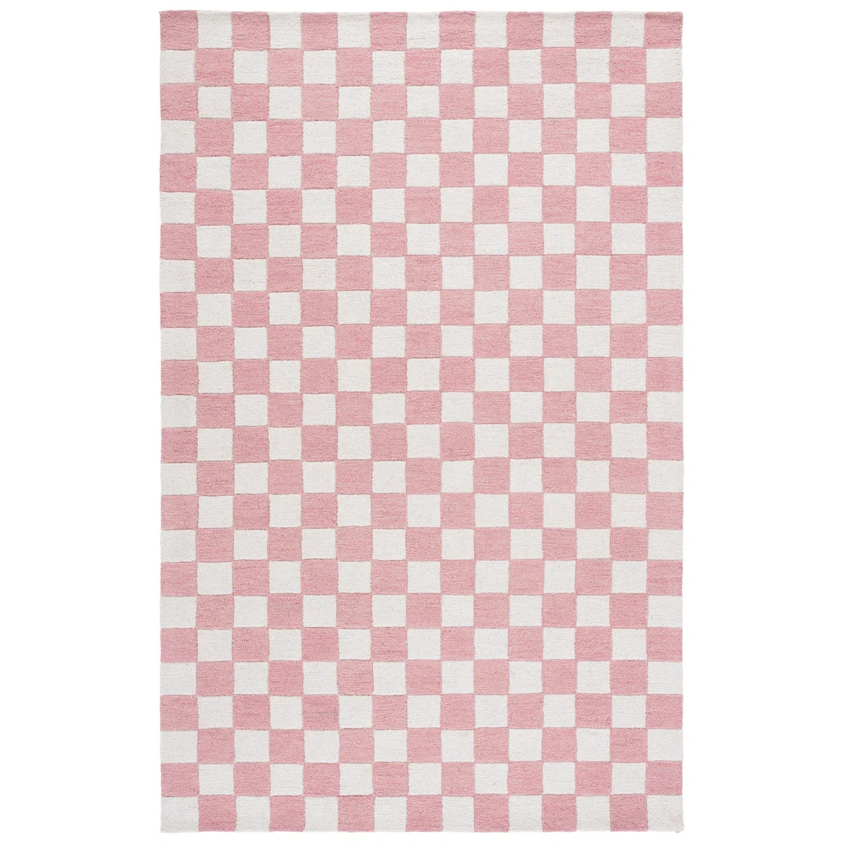 Ebern Designs Schreck Ebony Hand Tufted Wool/Cotton Geometric Rug in Pink/Ivory | Wayfair | Wayfair North America