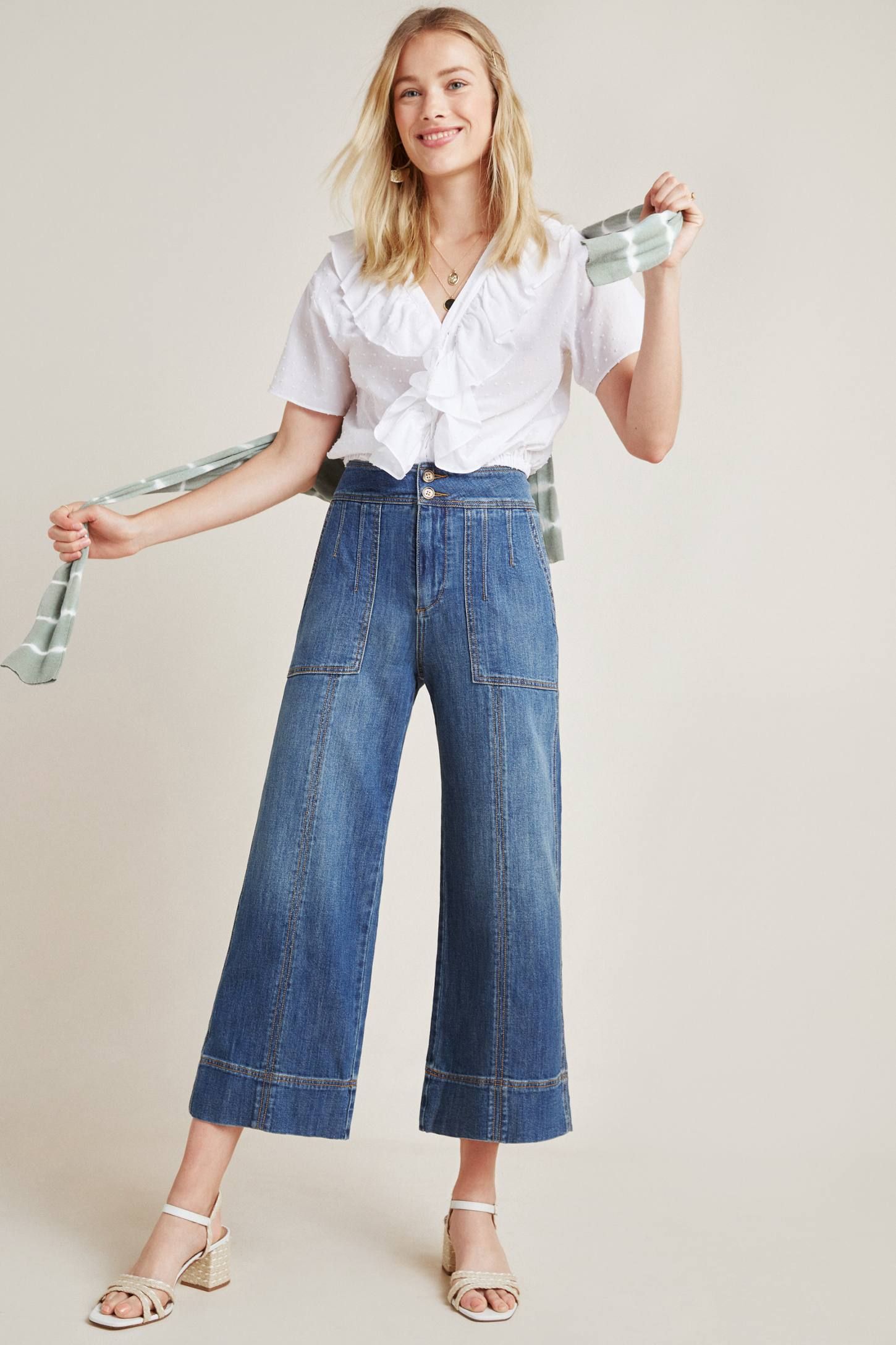 Pilcro Ultra High-Rise Wide-Leg Cropped Jeans | Anthropologie (US)