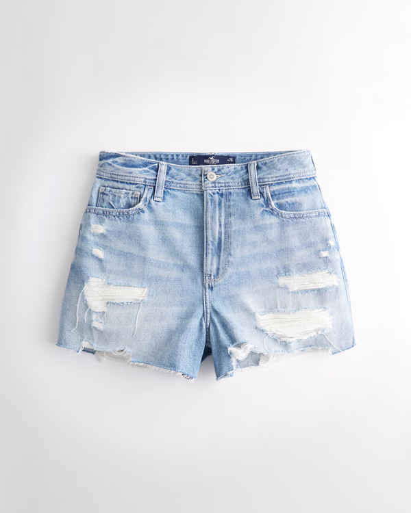 Girls Ultra High-Rise Vintage Relaxed Denim Mom Short | Girls Bottoms | HollisterCo.com | Hollister (US)