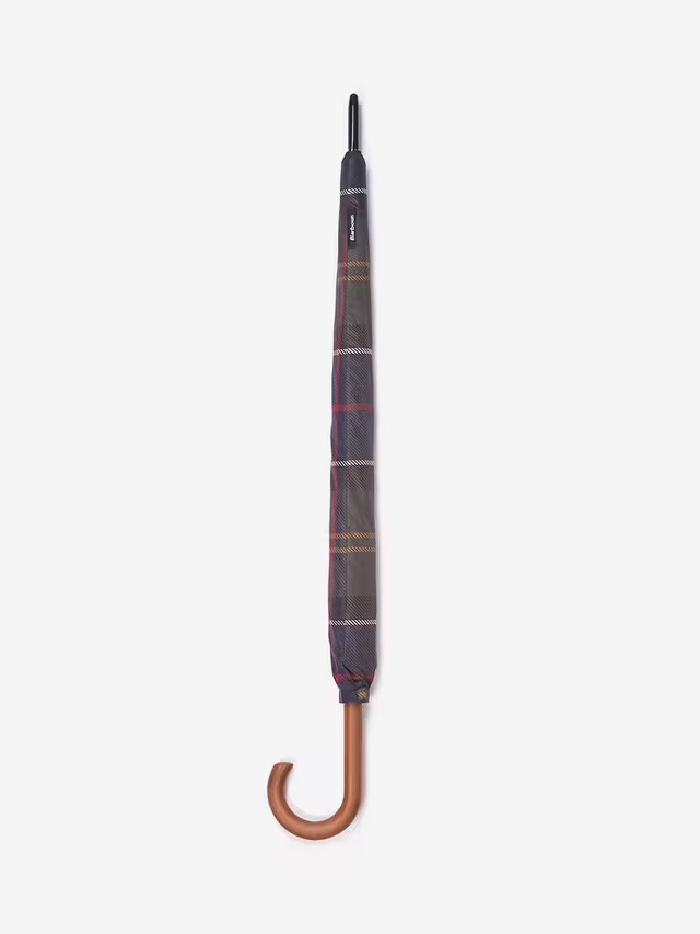 Barbour Wooden Crook Handle Umbrella, Tartan | John Lewis (UK)