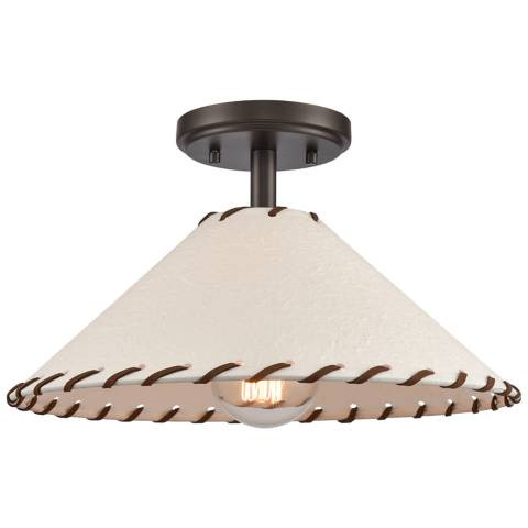 Marion 14" Wide 1-Light Semi Flush Mount - Oil Rubbed Bronze | Lamps Plus