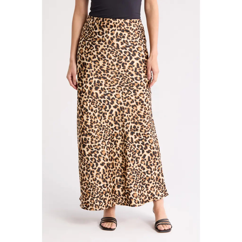 Renee C Leopard Print Maxi Skirt in Chocolate at Nordstrom Rack, Size X-Large | Nordstrom Rack