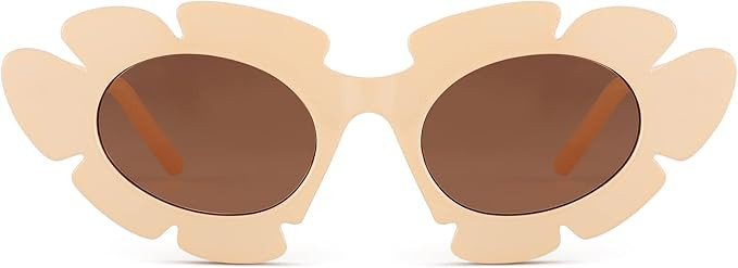 COASION Trendy Cat Eye Flowers Sunglasses for Women Men Retro Fashion Nude Chunky Shades UV400 Pr... | Amazon (US)