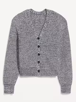 V-Neck Shaker-Stitch Cardigan Sweater | Old Navy (US)