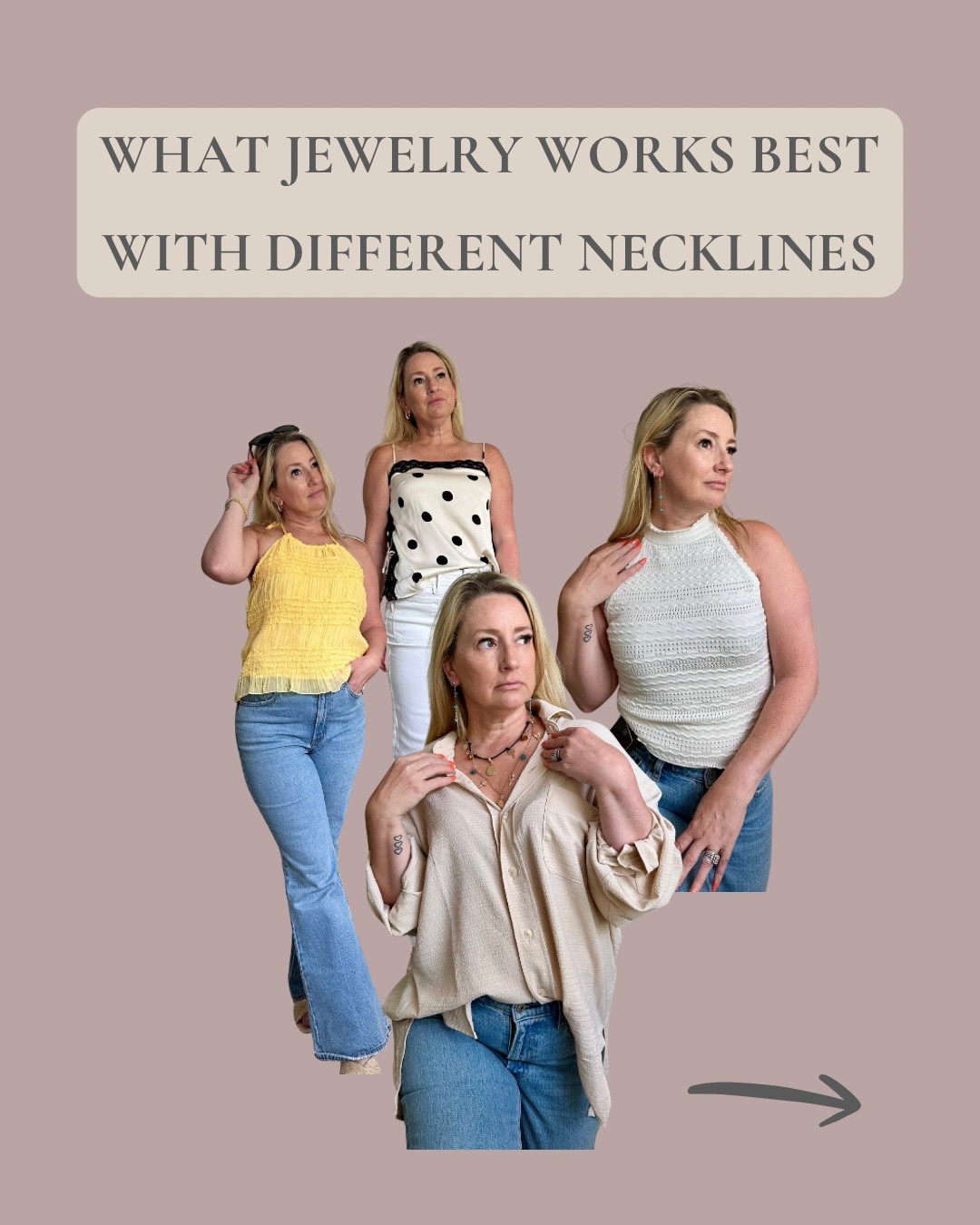 I used to just throw jewelry on without thinking about the neckline… until I realized the right jewelry can completely change an outfit.

A few simple styling changes make such a difference:
• when to skip the necklace
• when layered necklaces work best
• when bracelets or earrings should be the focus

These little details help outfits feel more balanced and elevated without buying anything new.

Which neckline do you struggle styling most?

Everything linked on my LTK + ShopMy.

#fashionover40 #petitestyle #over40style #styletipsforwomen #jewelrytips necklinestyling fashiontips styleinspo midatlanticstyle marylandinfluencer

#LTKootd #LTKPetite #LTKMidsize