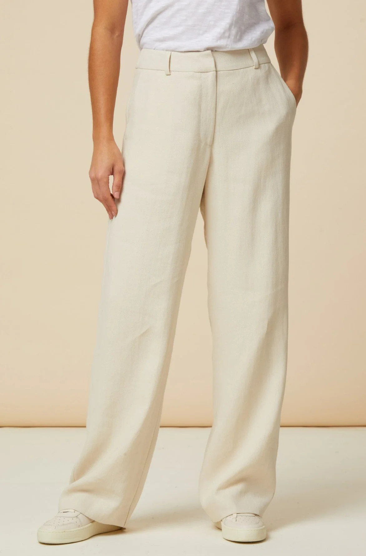 Linen Blend Trousers | Oat | Aspiga