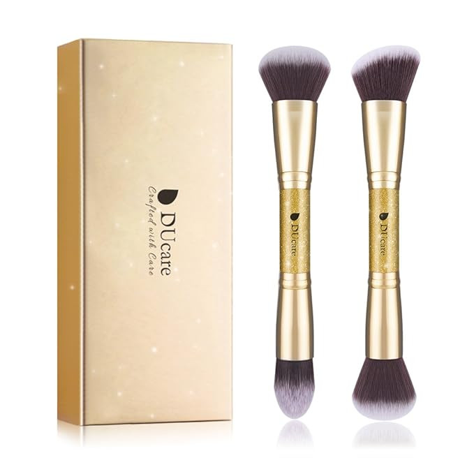 DUcare Makeup Brushes Duo End Foundation Powder Buffer and Contour Synthetic Cosmetic Tools 2Pcs ... | Amazon (US)