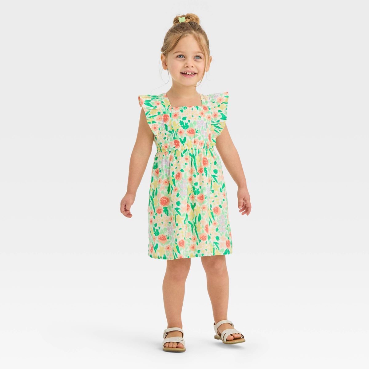 Toddler Girls' Floral Dress - Cat & Jack™ Cream | Target